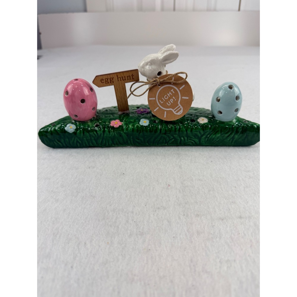 Mud Pie Easter Egg Hunt Light Up Ceramic Figurine Bunny Pastel 2024 NEW